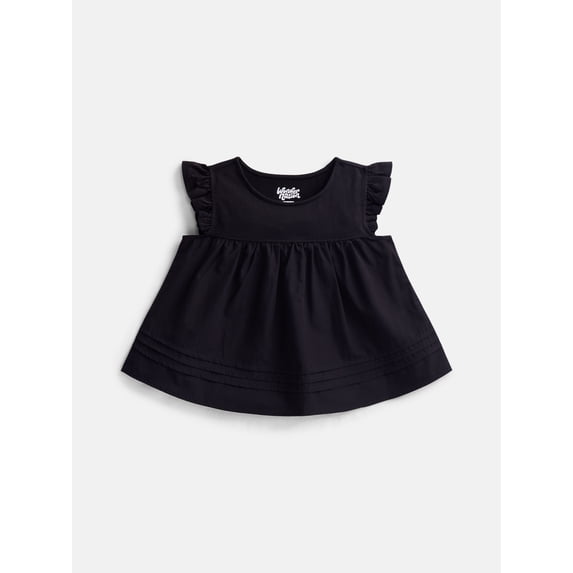 Wonder Nation Girls Peplum Hem Cotton Top with Flutter Sleeves, Sizes 4-18