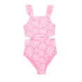thumbnail image 1 of Wonder Nation Girls Monokini Swimsuit with Flutter Straps and UPF 50, 1-Piece, Sizes 4-18 & Plus, 1 of 3