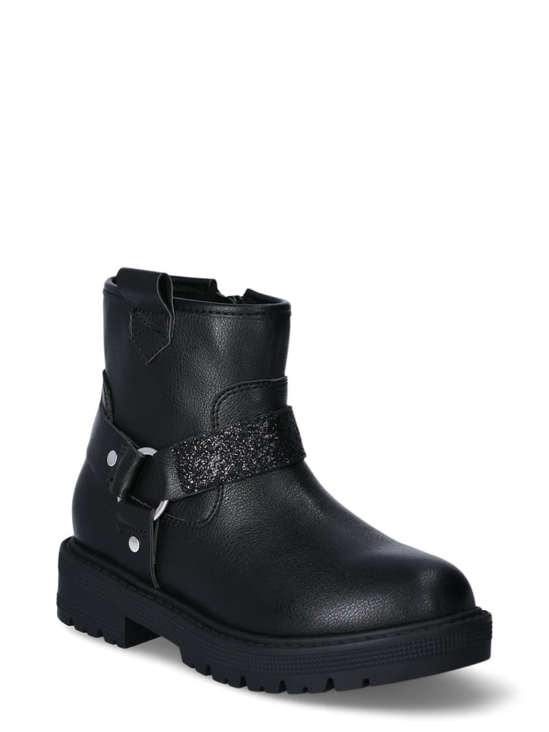 Wonder Nation Girls Moto Boot Black Synthetic Leather with  display picture 2