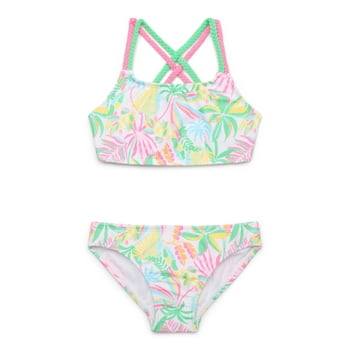 Wonder Nation Girls Multi Braided Strap Bikini Swimsuit with UPF 50, 2-Piece, Sizes 4-18