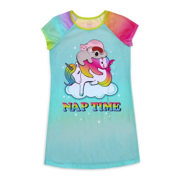Wonder Nation Girls Nap Short Sleeve Sleep Gown, Sizes 4-18 & Plus