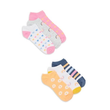 Wonder Nation Girls No Show Fashion Socks, 6-Pack, Sizes S-L
