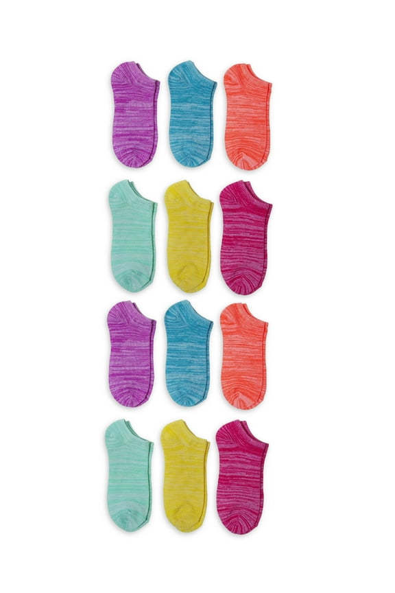 Girls No Show Socks, 12-Pack, Sizes S-L