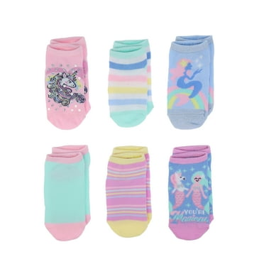 Wonder Nation Girls No Show Socks, 6-Pack, Sizes S-L
