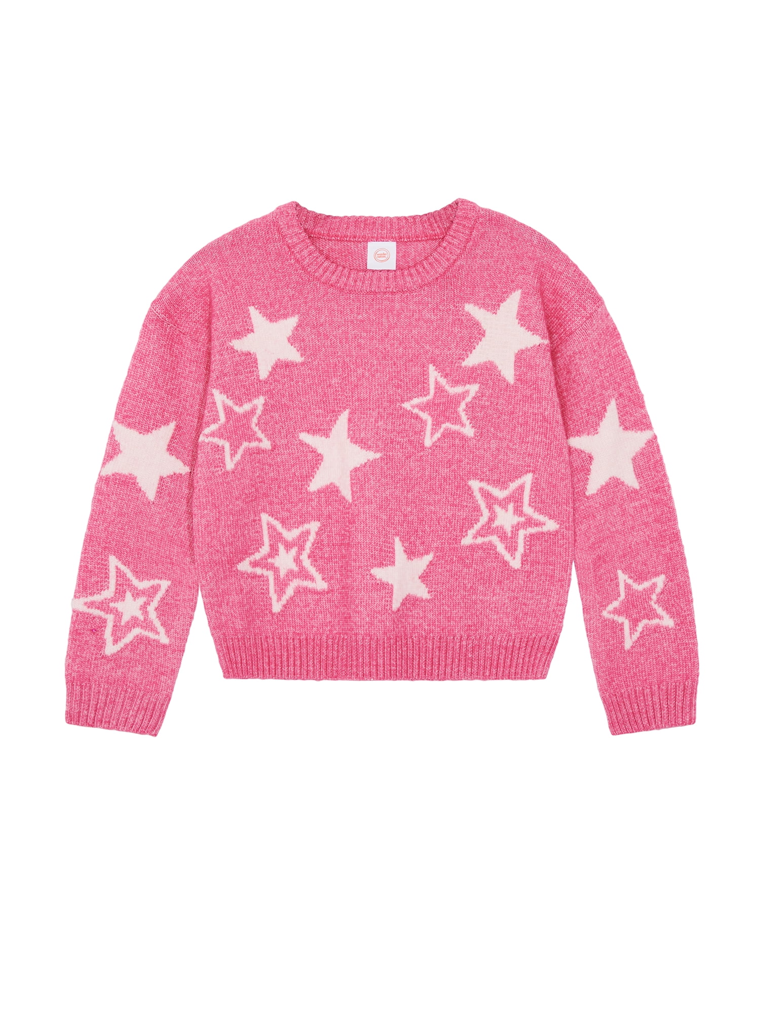 Wonder Nation Girls Novelty Feather Yarn Star Icon Sweater Sizes 4 18 Plus