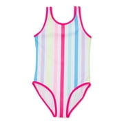 Wonder Nation Girls’ One-Piece Swimsuit with UPF 50, Sizes 4-18 & Plus