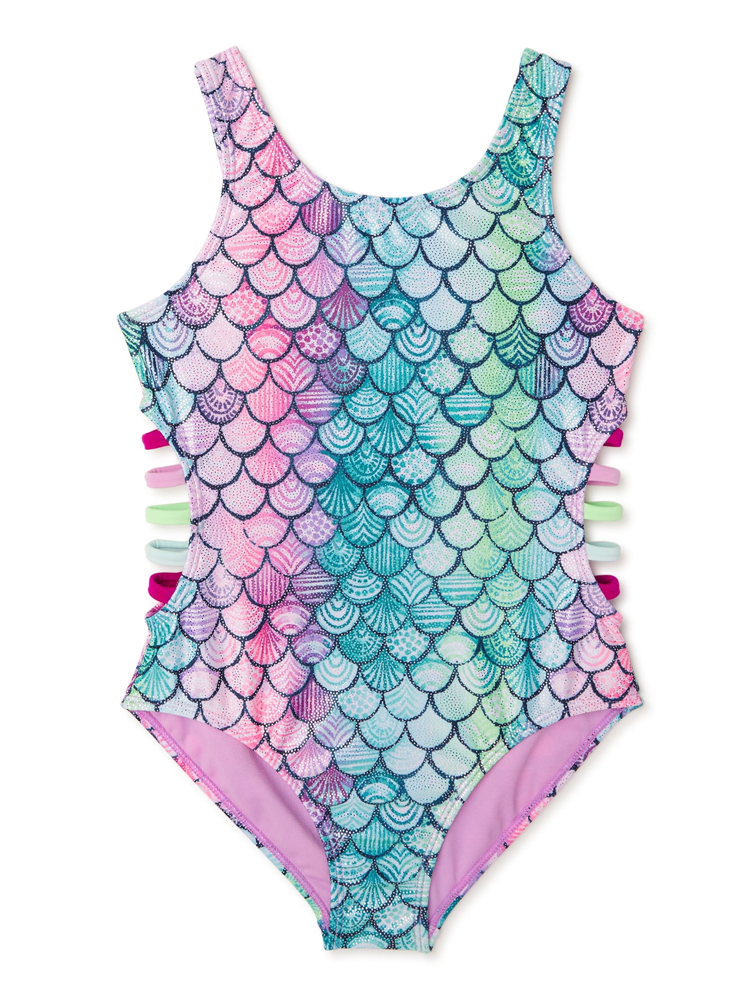 Wonder Nation Girls One Piece Swimsuit with UPF 50+ Sun Protection ...