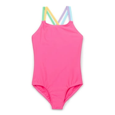 Wonder Nation Girls One Piece Swimsuit with UPF50+
