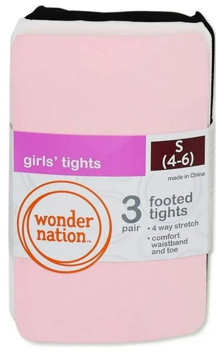 Wonder Nation Girls' Opaque Tights, 3 Pack, Sizes 4-16