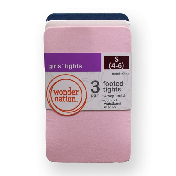 Wonder Nation Girls' Opaque Tights, 3 Pack, Sizes 4-16