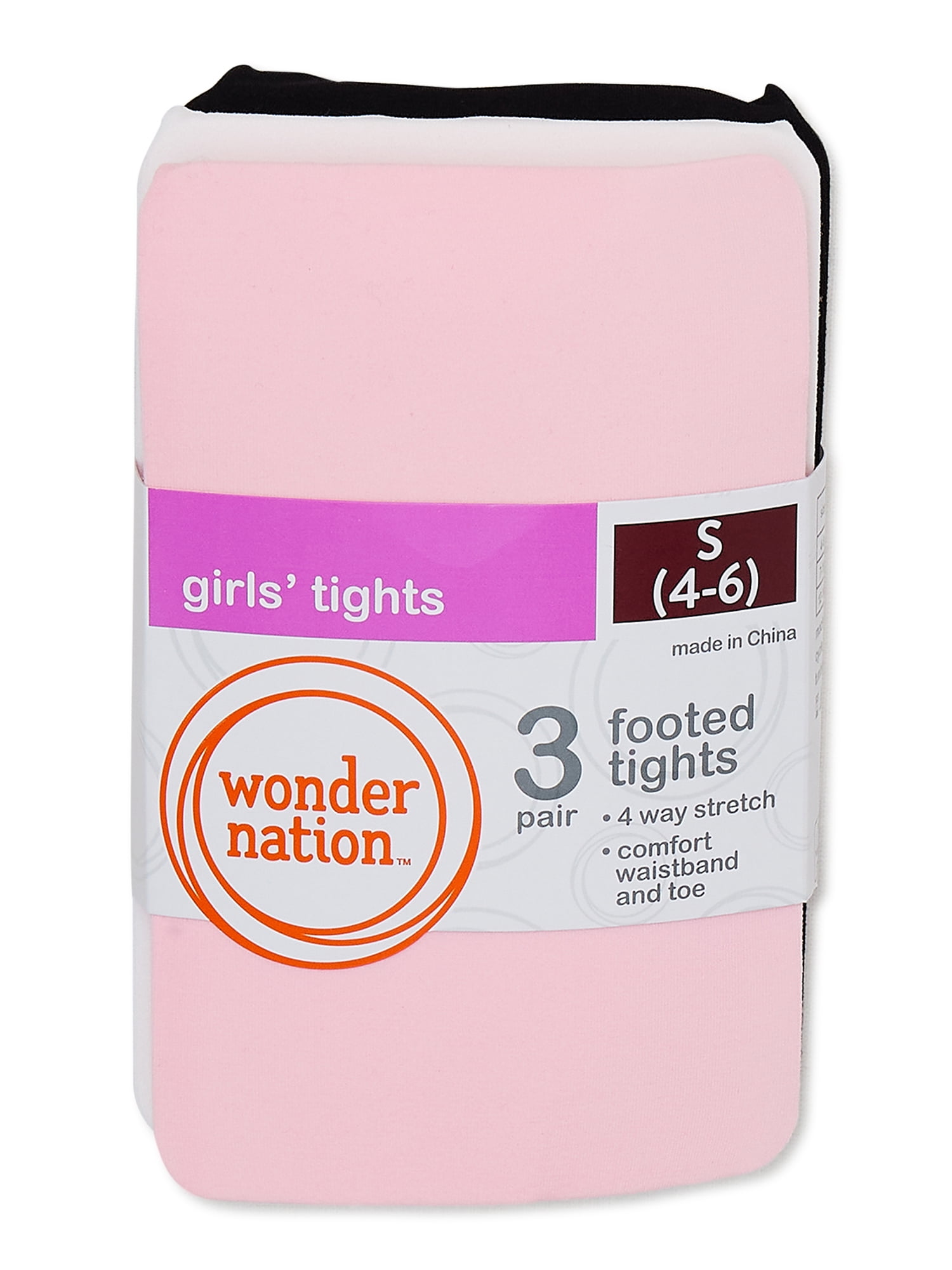 Wonder Nation Girls' Opaque Tights, 3 Pack, Sizes 4-16