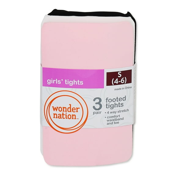 Wonder Nation Girls' Opaque Tights, 3 Pack, Sizes 4-16