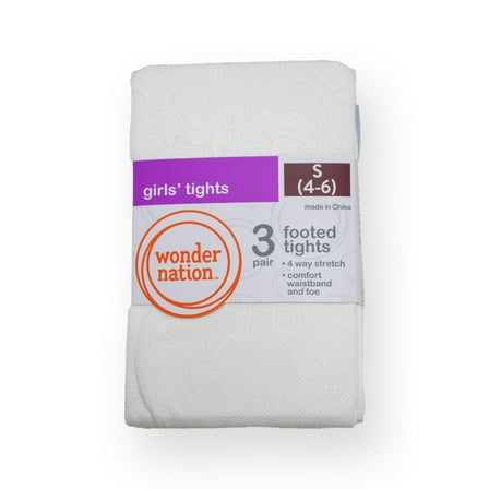 Wonder Nation Girls' Opaque Tights, 3 Pack, Sizes 4-16