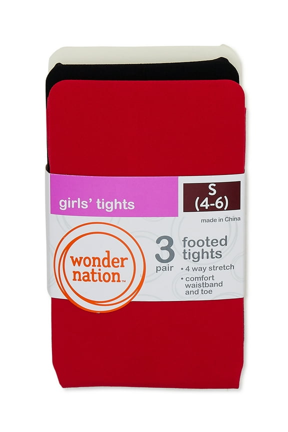 Girls' Opaque Tights, 3 Pack, Sizes 4-16