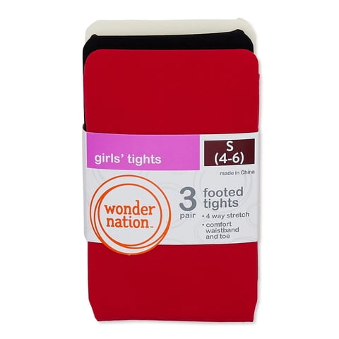Girls' Opaque Tights, 3 Pack, Sizes 4-16