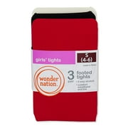 Wonder Nation Girls Opaque Tights, 3 Pack, Sizes 4-16