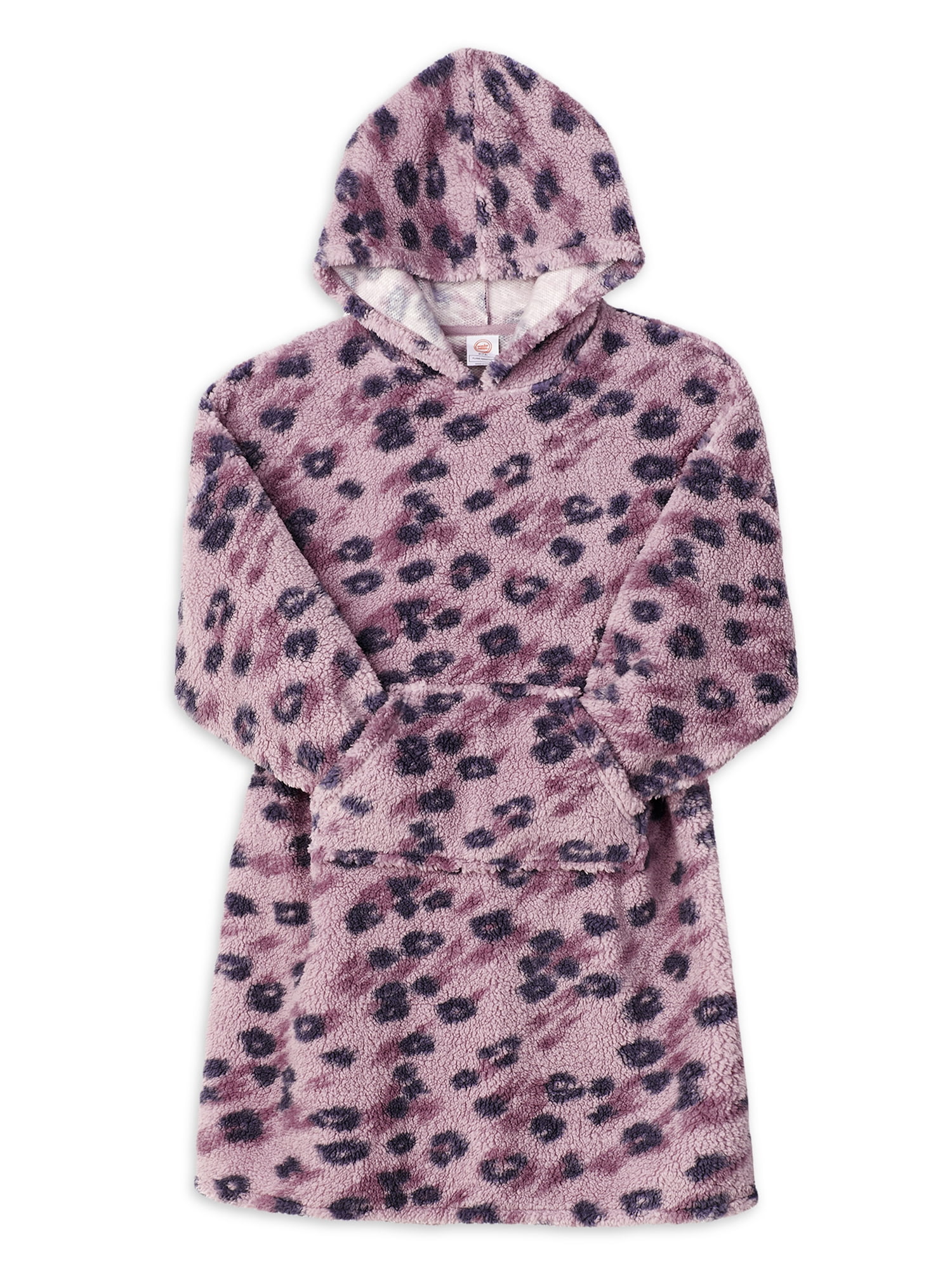Wonder Nation Girls Oversized Sleep Hoodie Pajama with Long Sleeves