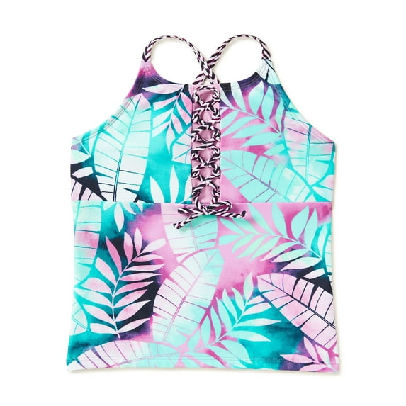 Wonder Nation Girls Palm Wash Mix & Match Swim Tankini Top, Sizes 4-18 & Plus