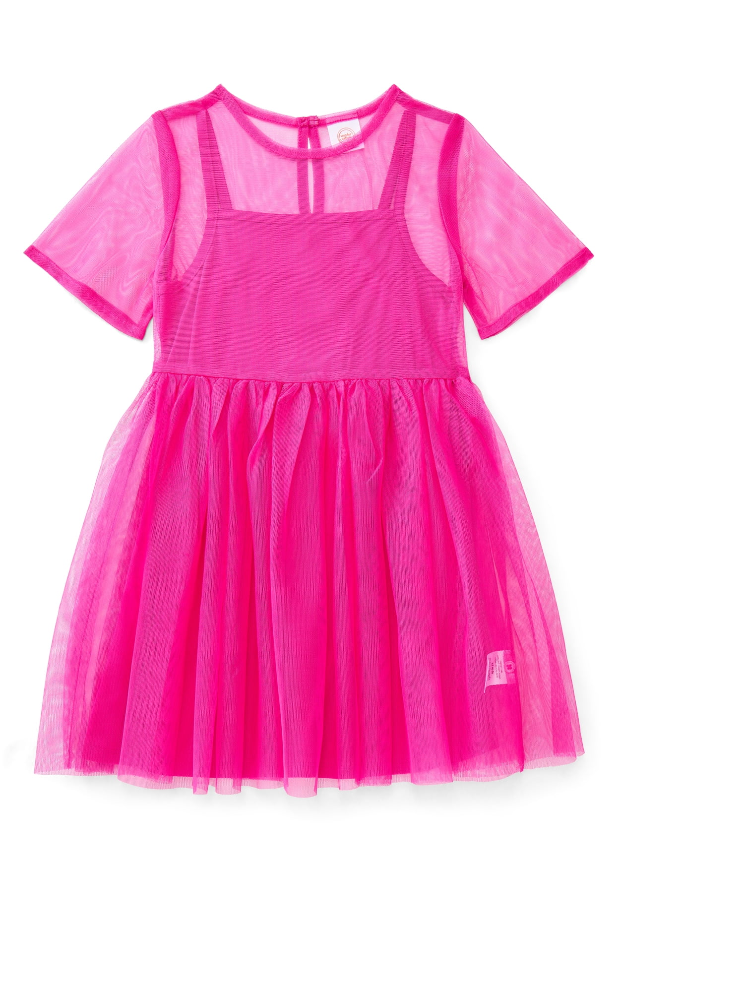 Wonder Nation Girls Mesh Tutu Dress with Short Sleeves, Sizes 4-18 & Plus