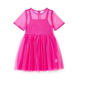 WONDER NATION Girls Mesh Tutu Dress with Short Sleeves, Sizes 4-18 & Plus
