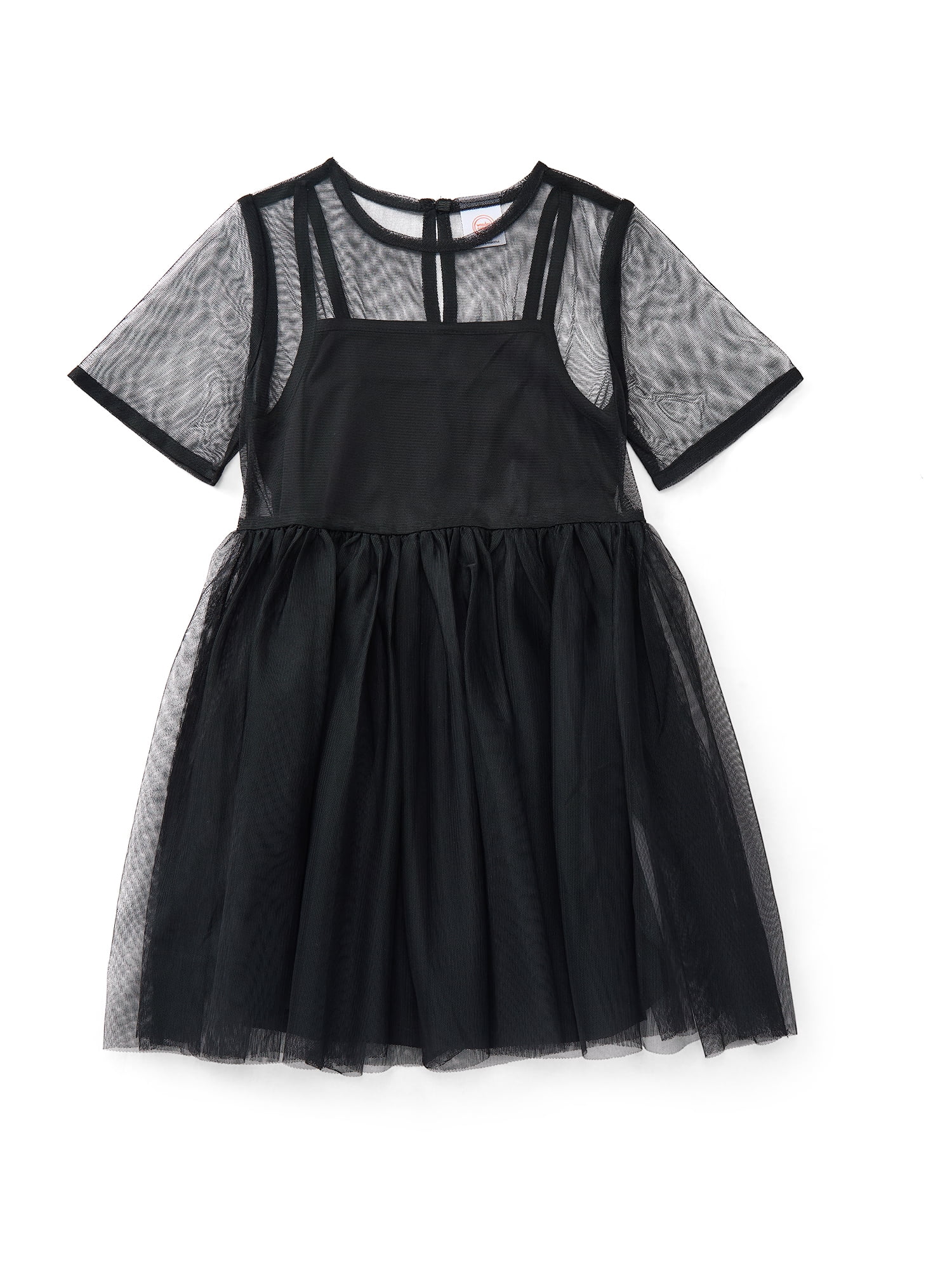 Wonder Nation Girls Mesh Tutu Dress with Short Sleeves, Sizes 4-18 & Plus