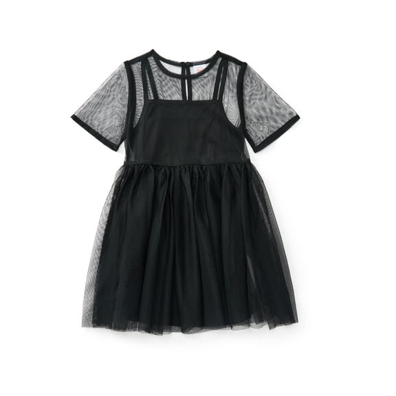 Wonder Nation Girls Mesh Tutu Dress with Short Sleeves, Sizes 4-18 & Plus