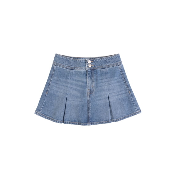 Wonder Nation Girls Mini Denim Pleated Skirt, Sizes 4-18