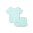 thumbnail image 1 of Wonder Nation Girls Pointelle Short Sleeve Top and Shorts Pajama Set, 2-Piece, Sizes 4-18, 1 of 3