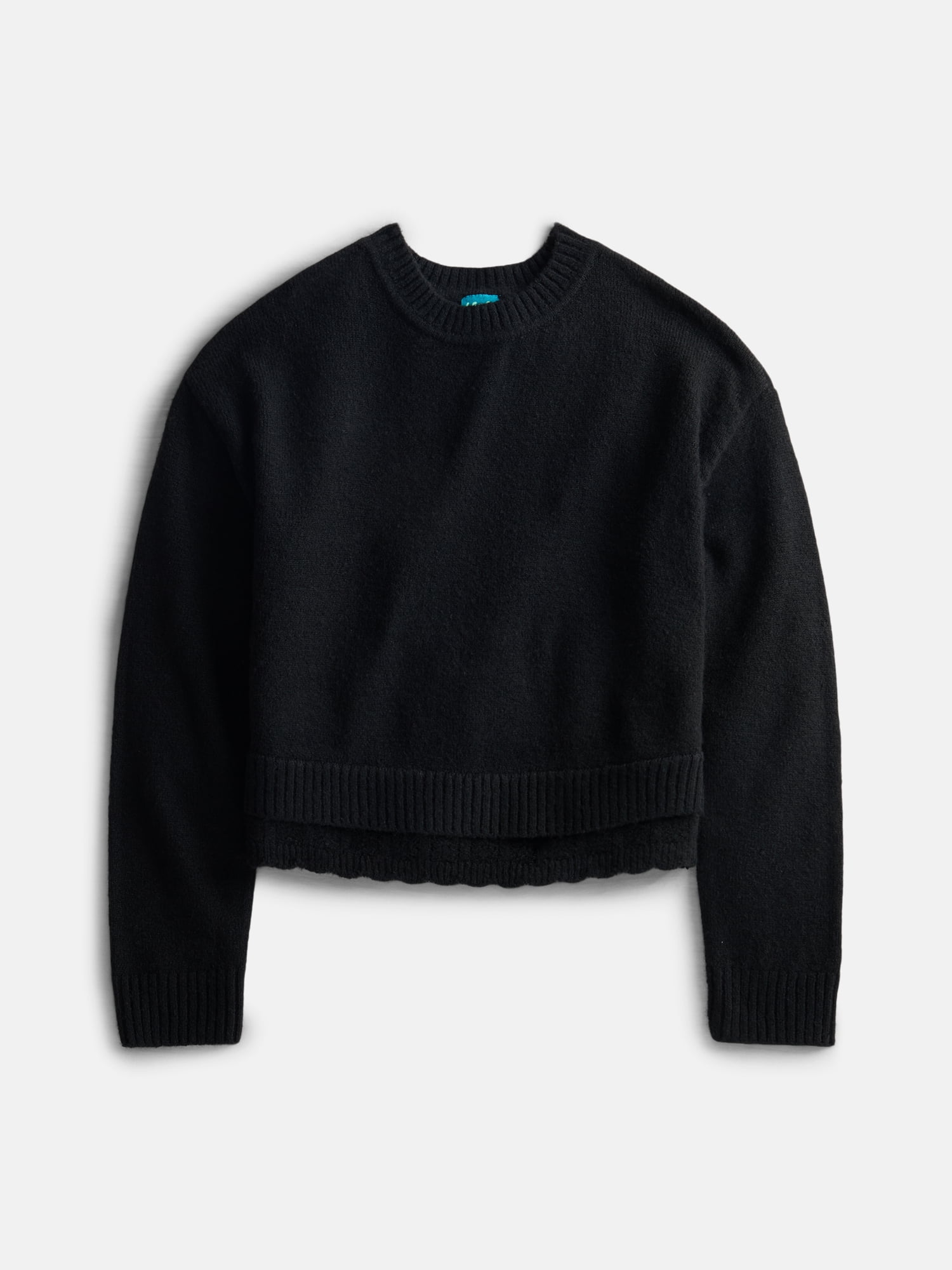 Wonder Nation Girls Pointelle Trim Sweater with Long Sleeves, Sizes 4-18