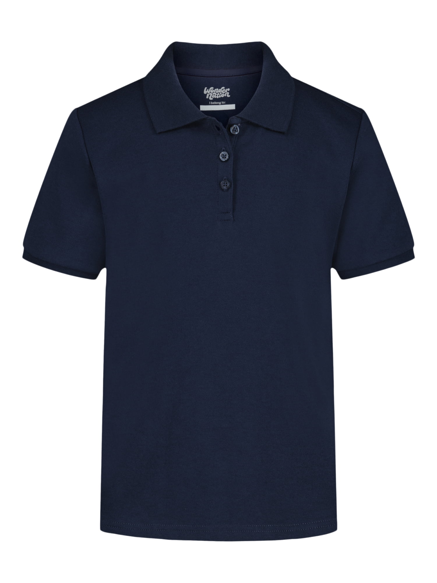 Wonder Nation Girls School Uniform Interlock Short Sleeve Polo Shirt, Sizes 4-18 & Plus