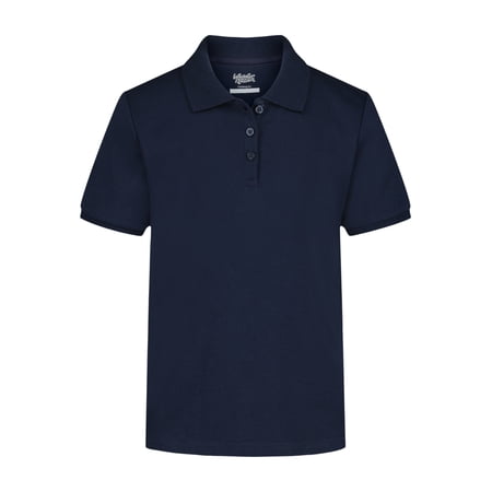 Wonder Nation Girls School Uniform Interlock Short Sleeve Polo Shirt, Sizes 4-18 & Plus