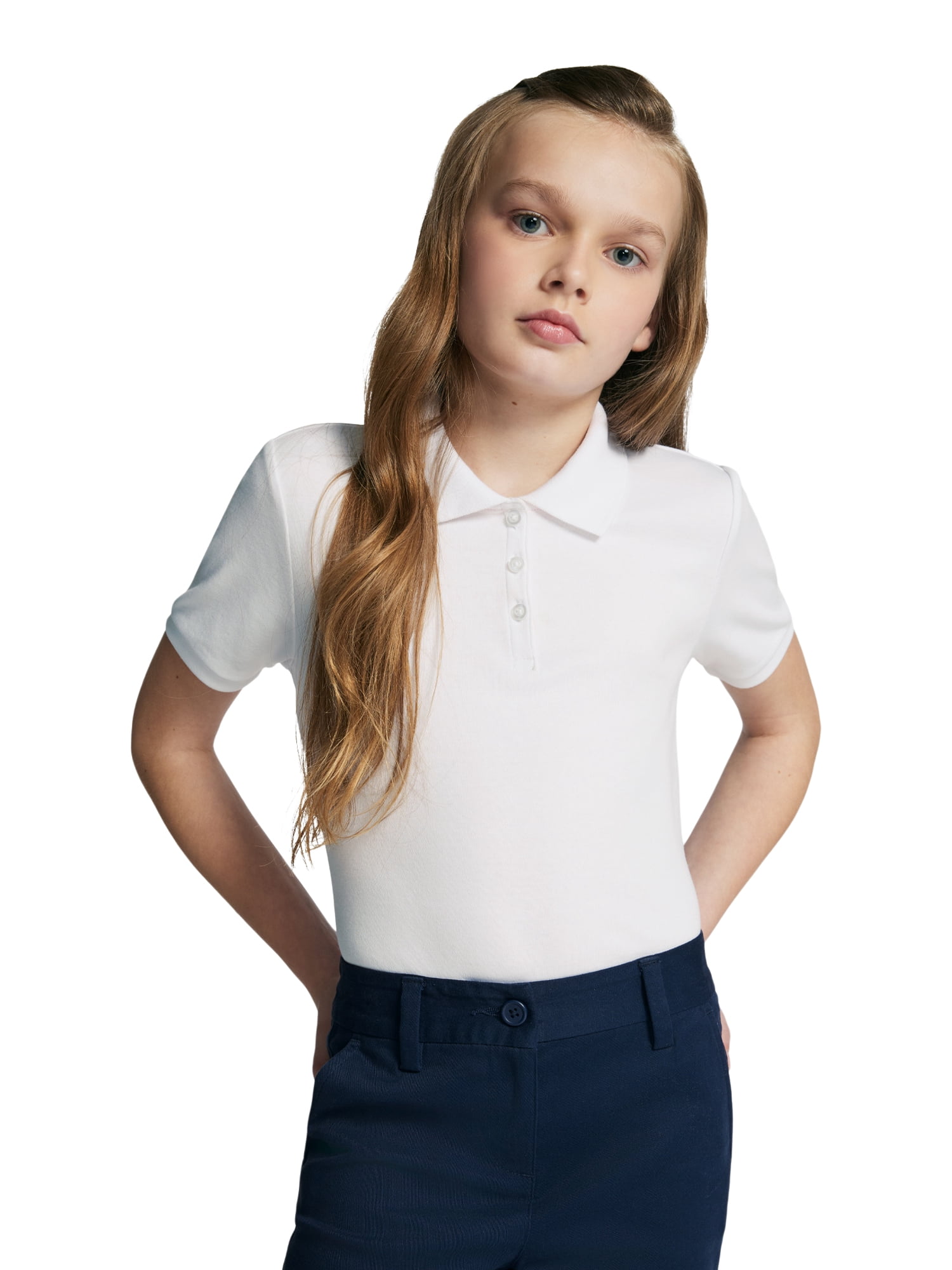 Wonder Nation Girls Polo Shirt with Short Sleeves, Sizes XS-XXL