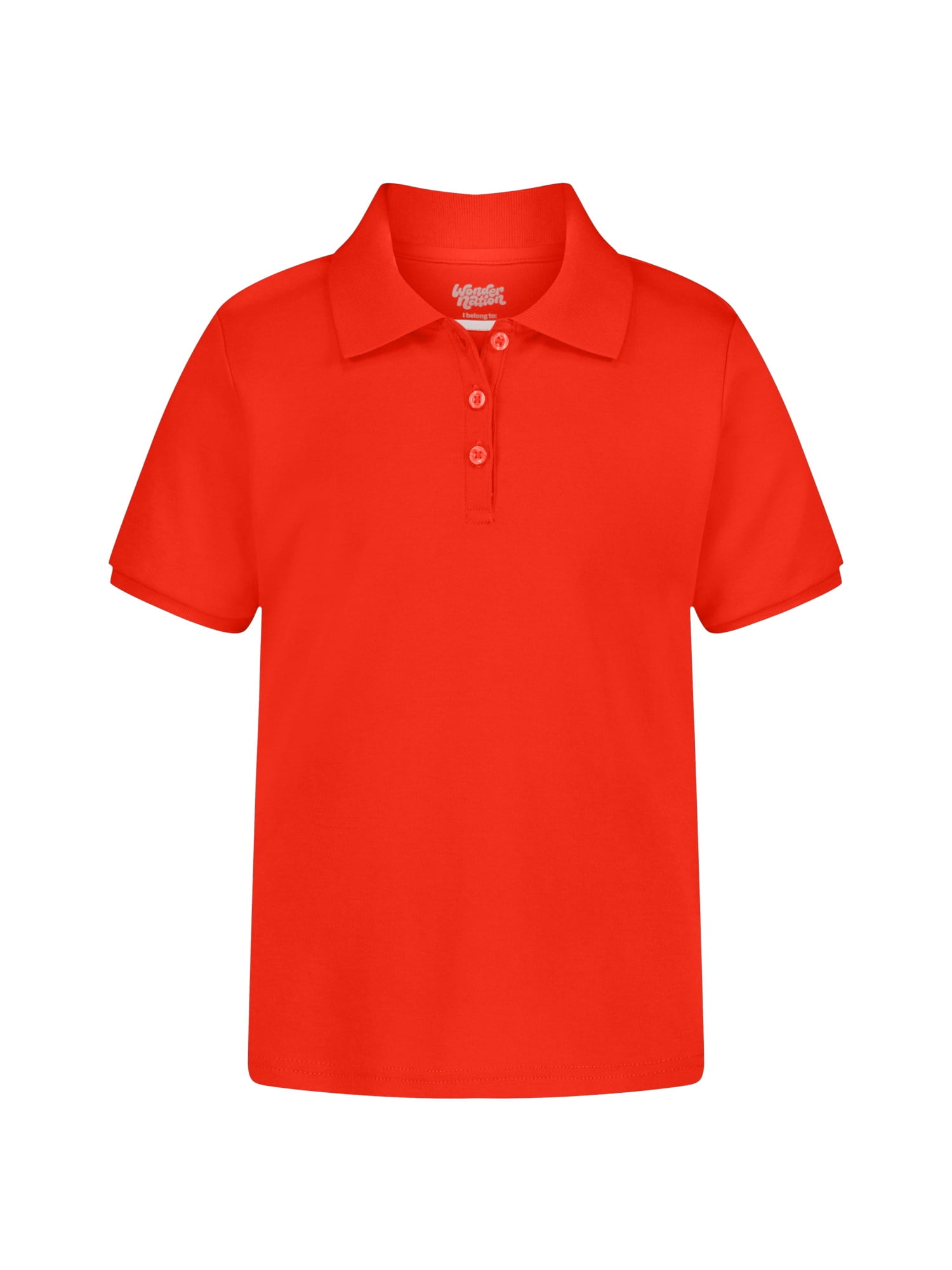 Wonder Nation Girls Polo Shirt with Short Sleeves, Sizes XS-XXL