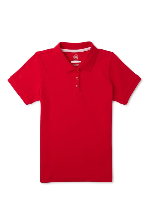 Girls Polo Shirt with Short Sleeves, Sizes XS-XXL