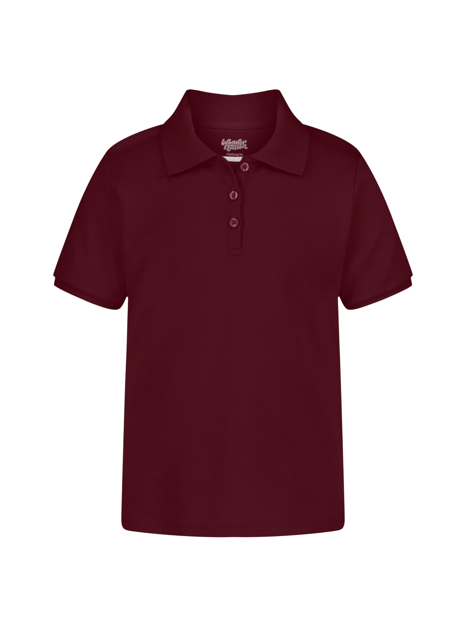Wonder Nation Girls School Uniform Interlock Short Sleeve Polo Shirt, Sizes 4-18 & Plus