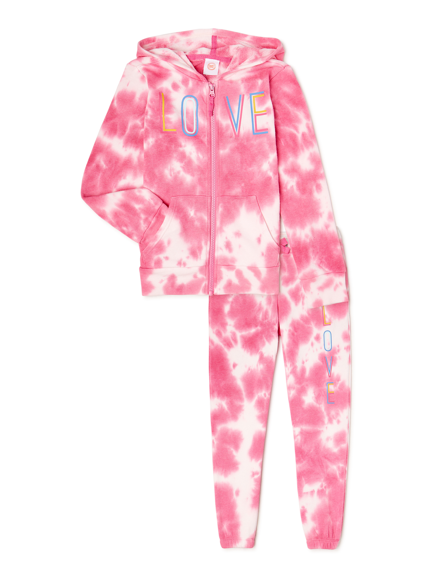 Wonder Nation Girls' Printed Hoodie and Joggers, 2-Piece Outfit Set, Sizes 4-18 & Plus - image 1 of 3