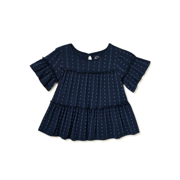 Wonder Nation Girls Puff-Print Swing Tiered Top, Sizes 4-18 & Plus