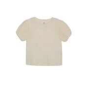 Wonder Nation Girls' Puff Sleeve Crochet Applique Top, Sizes 4-18 & Plus