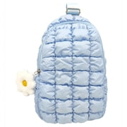 Girls Puffer Sling Bag, Light Blue