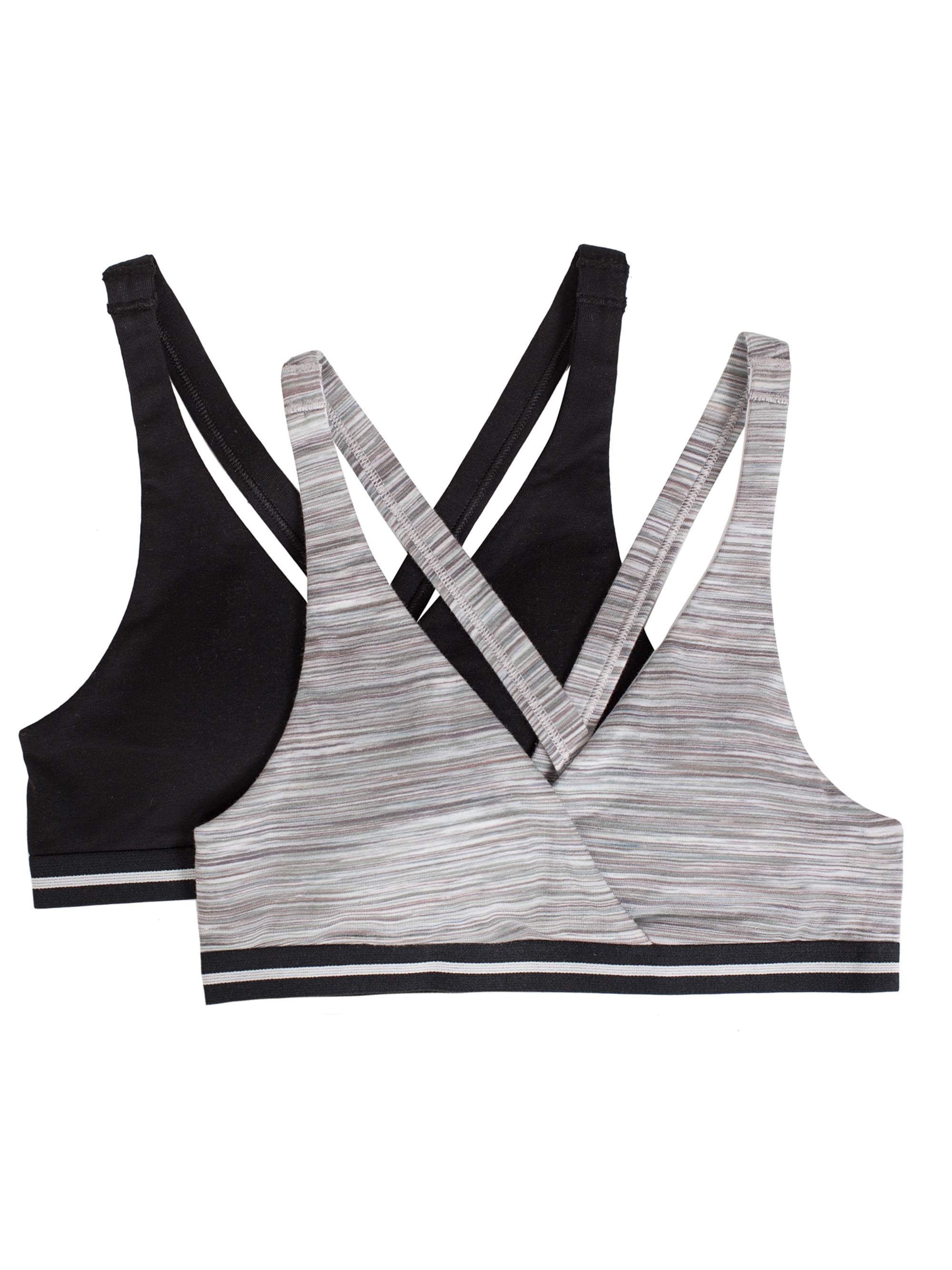 Wonder Nation Girls Cotton Cross Back Bra 2-Pack, Padded Sports