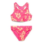 Wonder Nation Girls Racerback Bikini Swimsuit Set with UPF50+, 2-Piece
