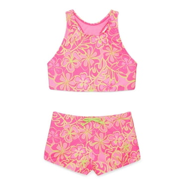 Wonder Nation Girls Racerback Bikini Swimsuit with UPF 50, 2-Piece, Sizes 4-17