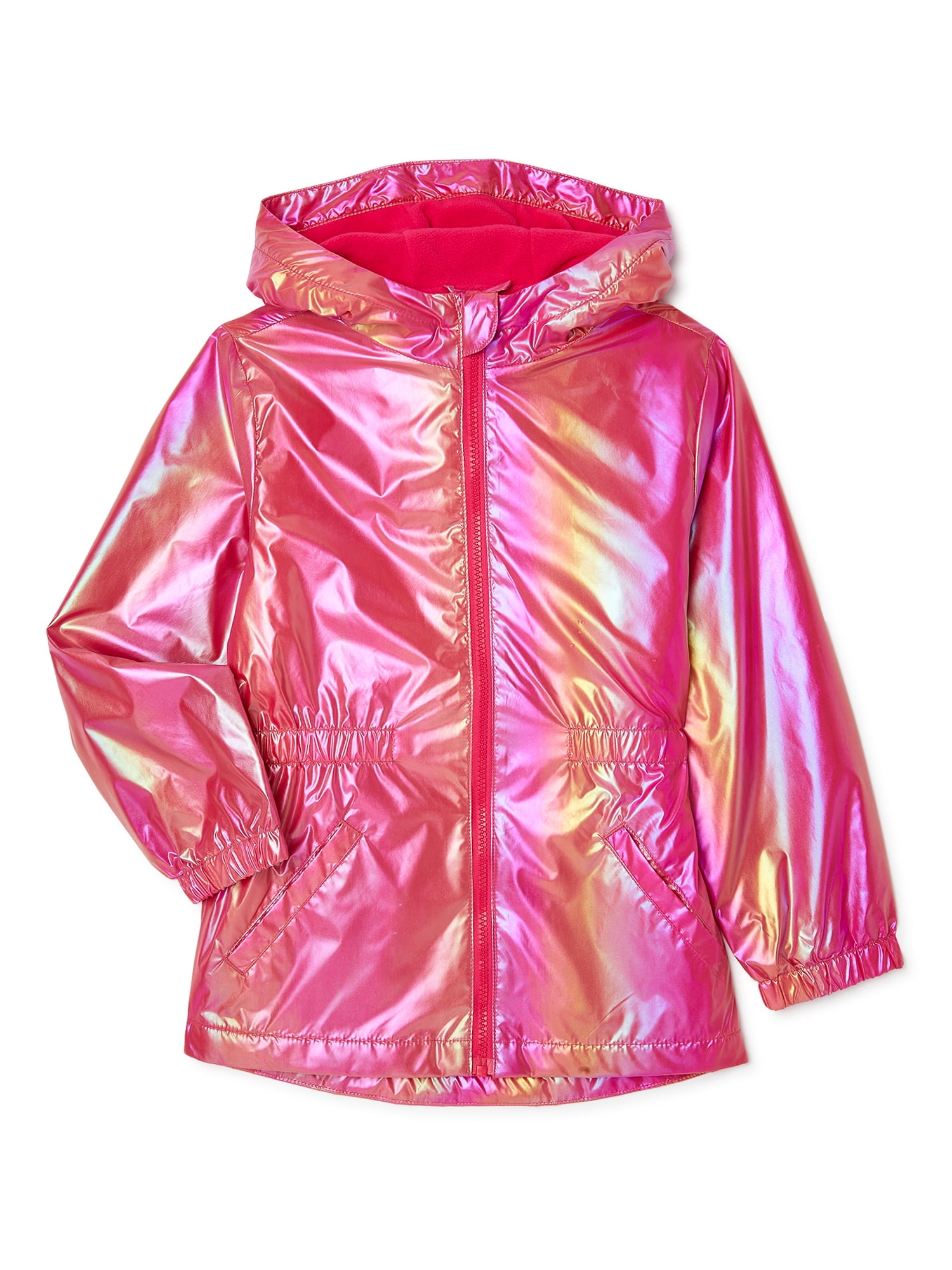 Wonder Nation Girls Rain Jacket with Hood, Sizes 418 & Plus