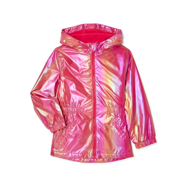 Wonder Nation Girls Rain Jacket with Hood, Sizes 418 & Plus