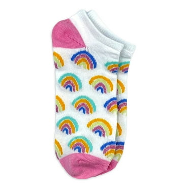 Wonder Nation, Girls Rainbow No-Show Socks, 1-Pack, Sizes S-L