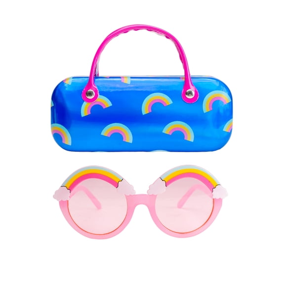 Wonder Nation Girls Rainbow Sunglasses with Case, Blue