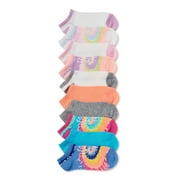 Wonder Nation Girls Rainbow Tie-Dye No-Show Socks, 10-Pack, Sizes S-L
