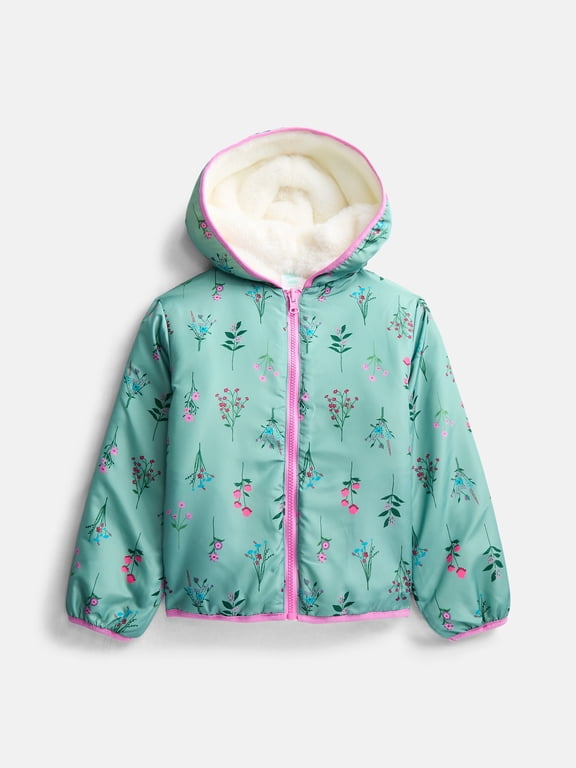 Girls Reversible Faux Fur Hooded Jacket, Sizes 4-18 & Plus
