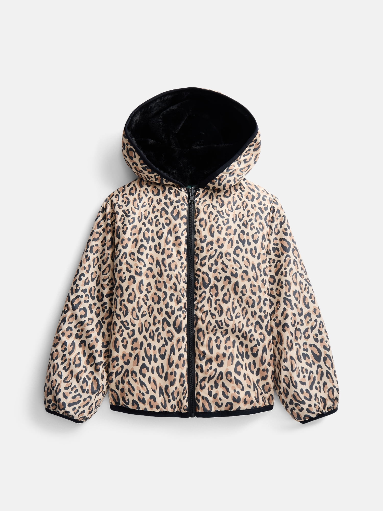 Wonder Nation Girls Reversible Faux Fur Hooded Jacket, Sizes 4-18 & Plus