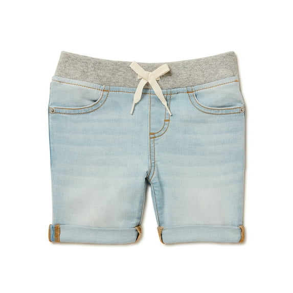 Wonder Nation Girls Rib Denim Shorts, Sizes 4-18 & Plus